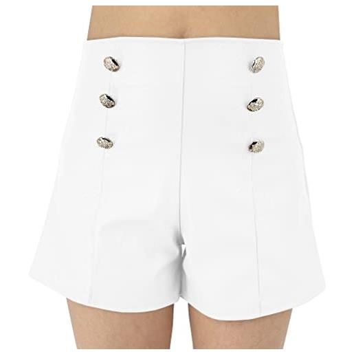 JOPHY & CO. pantaloncini ecopelle donna vita alta (cod. 6632) (l, bianco)