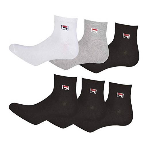 Fila quarter f9303 - calze da uomo, 6 paia di calzini da uomo, colore bianco/grigio/nero nero/multicolore 39-42