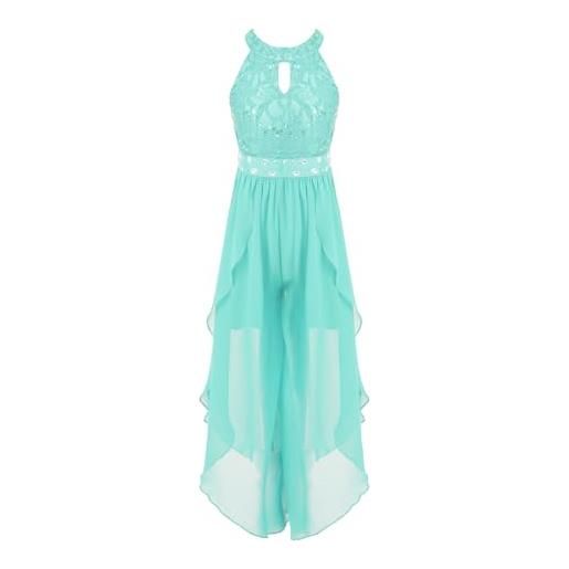 Freebily vestito lungo bambina elegante principessa vestiti cerimonia bimba con paillettes abito da sera resta fiore ragazza abito damigella sposa comunione natale nuziale cielo blu g 15-16 anni