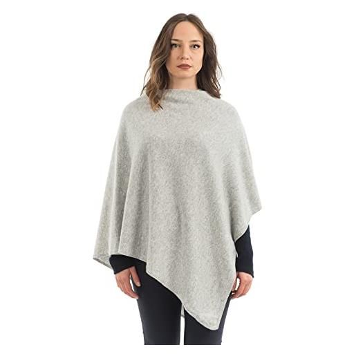 DALLE PIANE CASHMERE - poncho in misto cashmere - made in italy - donna, colore: arancio, taglia unica