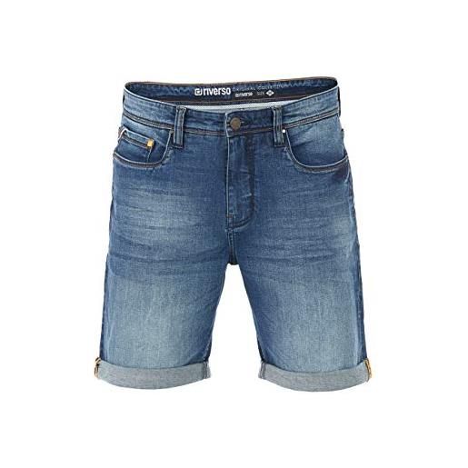 riverso rivudo - pantaloni corti da uomo in denim, 99% cotone, pantaloncini di jeans, bermuda, jeans short, grigio, azzurro, blu, nero, w30 - w42 - middle blue denim (m214) - w40