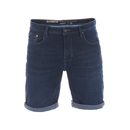 riverso rivudo - pantaloni corti da uomo in denim, 99% cotone, pantaloncini di jeans, bermuda, jeans short, grigio, azzurro, blu, nero, w30 - w42 - middle blue denim (m214) - w34