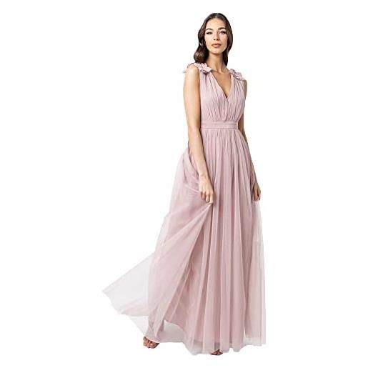 Maya Deluxe frosted pink maxi dress with ruffle shoulder detail vestito per damigella donore donna, 40 eu