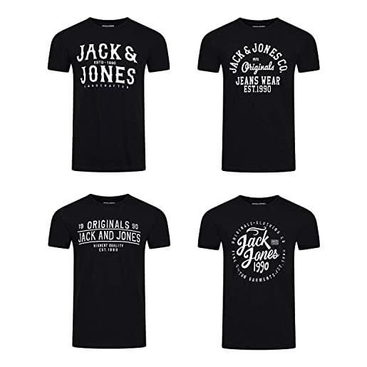 JACK & JONES jjlino - maglietta a maniche corte, con scollo rotondo, vestibilità normale, 100% cotone, colore nero, bianco, verde, rosso, blu, grigio, s, m, l, xl, xxl, 3xl, pacchetto 5, xxl