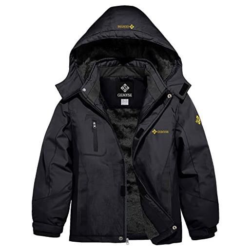 GEMYSE giacca da sci invernale impermeabile per bambino cappotto in pile antivento montagna all'aper(grigio ferro 83,116-122)