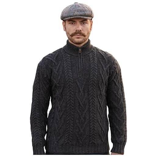 SAOL pullover da pescatore irlandese maglione invernale lavorato a maglia 100% lana merino (marina militare, l)