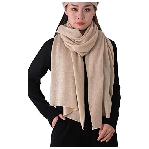 Prettystern lunga stola pashmina cachemire scialle puro cashmere donna sciarpa uomo leggera grande invernale sciarpone jean blu