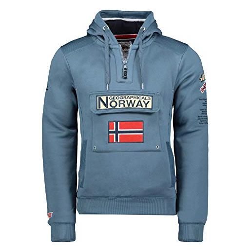 Geographical Norway - felpa con cappuccio, modello: gymclass, da uomo, infilabile dalla testa azzurro xxl