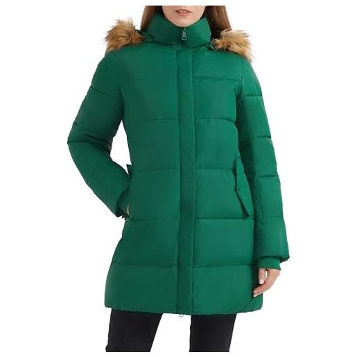 OROLAY piumino invernale da donna giacca calda addensata da neve con cappuccio rimovibile in pelliccia sintetica verde s