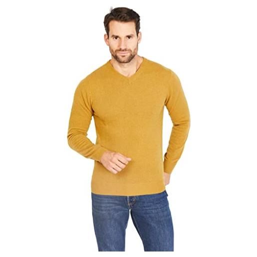 Jack Stuart - maglione uomo scollo a v in misto lana lambswool, senape, l