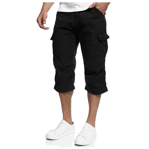 Indicode uomini nicolas check cargo shorts | pantaloncini cargo 3/4 inclusa cintura black xl
