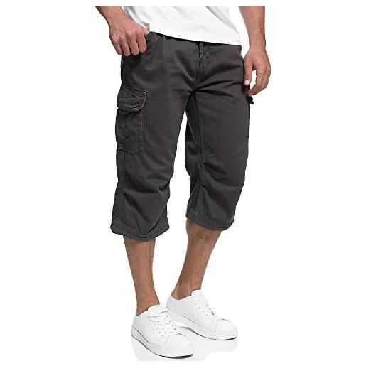 Indicode uomini nicolas check cargo shorts | pantaloncini cargo 3/4 inclusa cintura greige l
