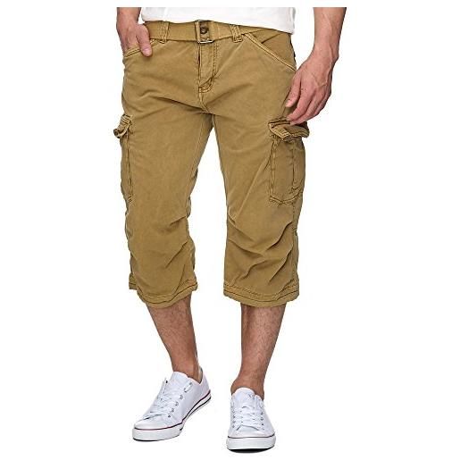 Indicode uomini nicolas check cargo shorts | pantaloncini cargo 3/4 inclusa cintura amber xl