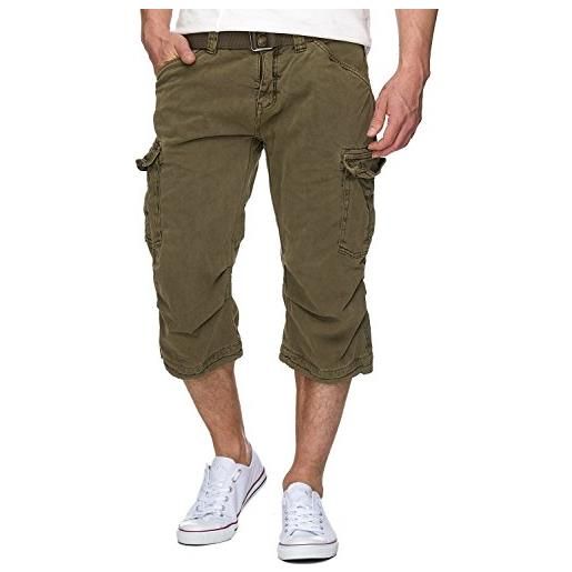Indicode uomini nicolas check cargo shorts | pantaloncini cargo 3/4 inclusa cintura amber m