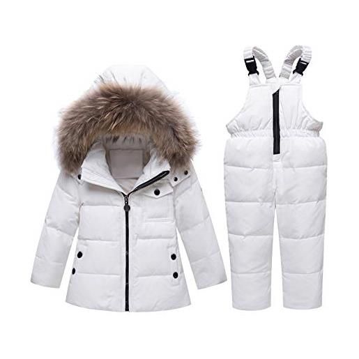 amropi tuta da sci per bambino unisex tute completo da neve 2 pezzi invernale giacca con cappuccio e pantaloni rosa, 1-2 anni