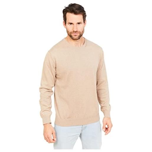 Jack Stuart - maglione in cotone girocollo da uomo (beige, l)