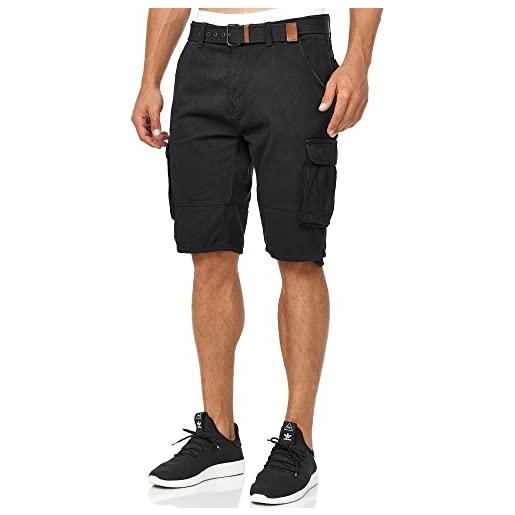 Indicode uomini monroe cargo shorts | bermuda pantaloncini cargo inclusa cintura in cotone black l