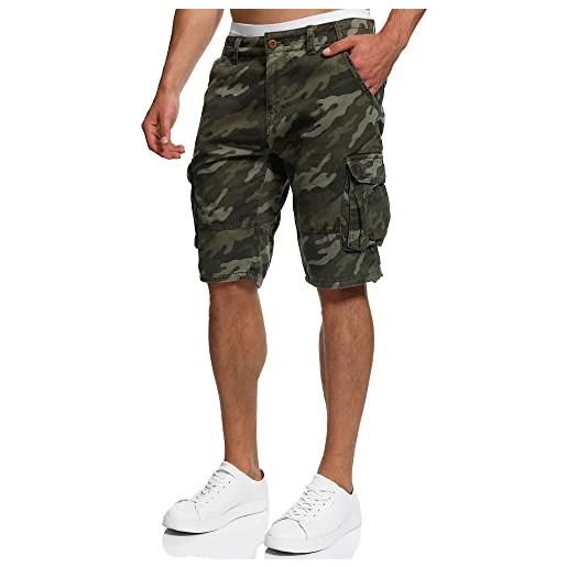 Indicode uomini monroe cargo shorts | bermuda pantaloncini cargo inclusa cintura in cotone fog m