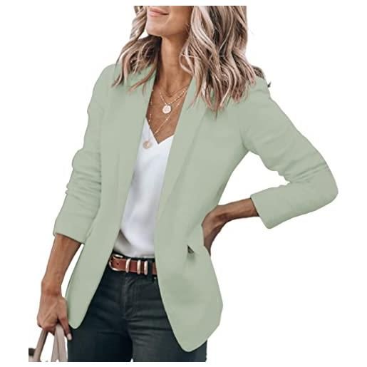 Cicy Bell donna manica lunga casual blazer lavoro ufficio bottone open front jacket tuta, nero/grigio, l