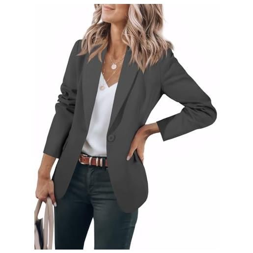 Cicy Bell donna manica lunga casual blazer lavoro ufficio bottone open front jacket tuta, grigio scuro. , s