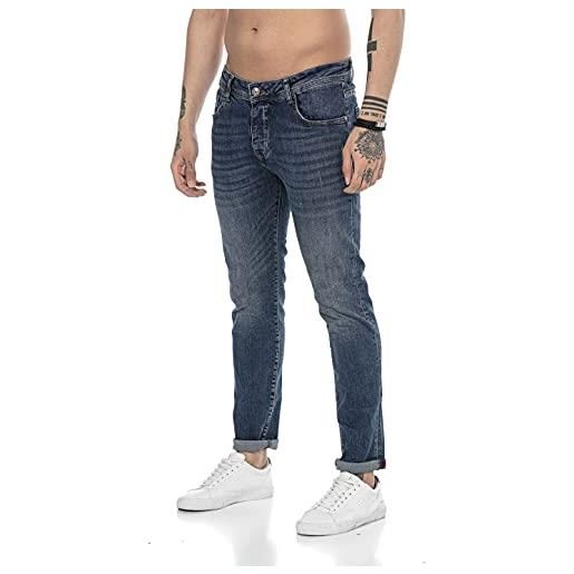 Redbridge jeans da uomo pantaloni denim stile used look blu w32l32