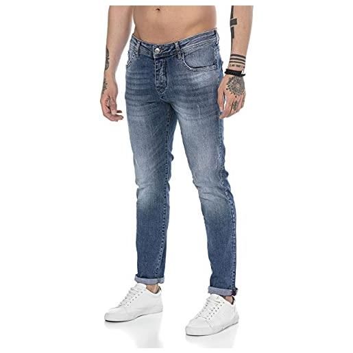 Redbridge jeans da uomo pantaloni denim stile used look blu scuro w31l32