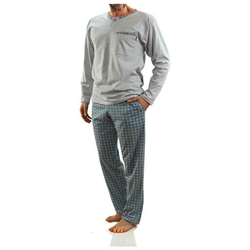 sesto senso pigiama uomo cotone lungo 100% cotone biancheria invernale da notte pigiami due pezzi lingerie maniche lunghe pantaloni lunghi m 2576/26 blu scuro