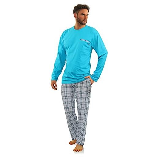 sesto senso pigiama uomo cotone lungo 100% cotone biancheria invernale da notte pigiami due pezzi lingerie maniche lunghe pantaloni lunghi blu scuro l jasiek 2188/06
