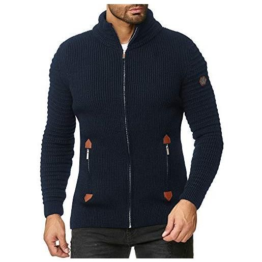 Redbridge cardigan da uomo maglione felpa con collo alto giacca invernale con cerniera nero xxl