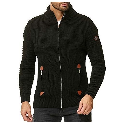 Redbridge cardigan da uomo maglione felpa con collo alto giacca invernale con cerniera marrone s