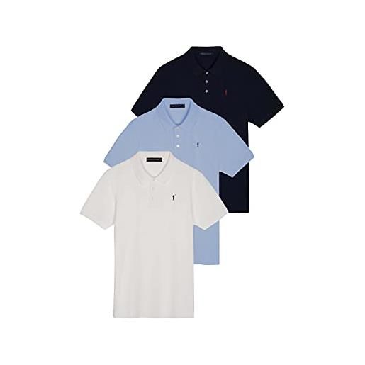 Polo Club confezione da 2 polo manica corta bianco e blu scuro con logo ricamato regular fit