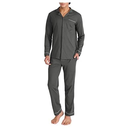 DAVID ARCHY - set pigiama da uomo, con pantaloni da casa, abbigliamento da casa da uomo, traspirante e confortevole, nero/bianco, xl