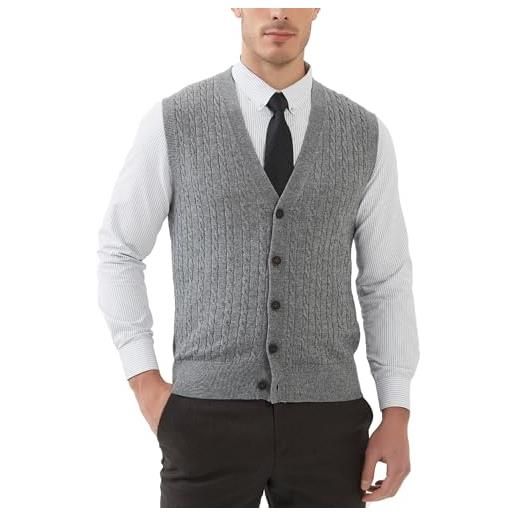 Kallspin maglione cardigan da uomo con scollo a v e lavorazione a cavo con bottoni in misto lana（borgogna，3xl-tall）