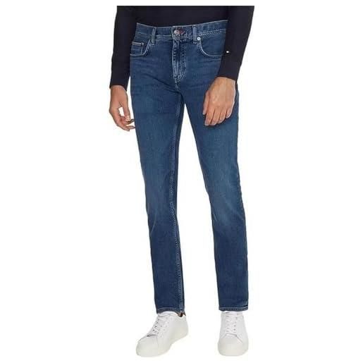 Tommy Hilfiger jeans uomo straight denton elasticizzati, blu (elkins indigo), 32w / 34l