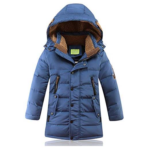 MEYOCEYO giubbotto piumino bambini giacca invernale ragazzi ragazze giacca parka caloroso giubbotti con cappuccio nero 150