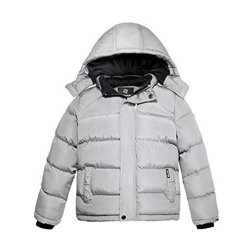 Wantdo giacca in cotone a vento cappotto con cappuccio giubbotto spesso antivento overcoat trapuntato winter bambino blu scuro 128-134