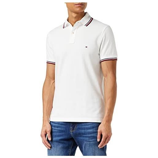 Tommy Hilfiger maglietta polo maniche corte uomo core tommy tipped slim fit, bianco (white), 3xl
