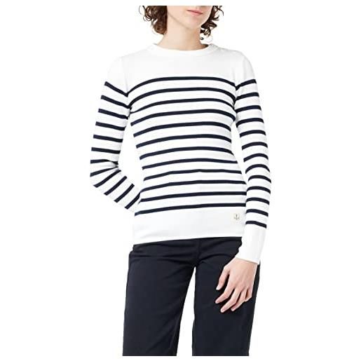 Armor-lux armor lux pull marin groix hãritage femme felpa, bianco (4fq milk/rich navy 4fq), 44 (taglia produttore: 2) donna