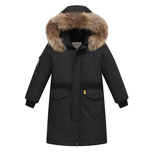 FTCayanz bambini giubbotto piumino invernale ragazzi ragazze caloroso cappotto con cappuccio nero 12 anni (per altezza 150-160 cm)
