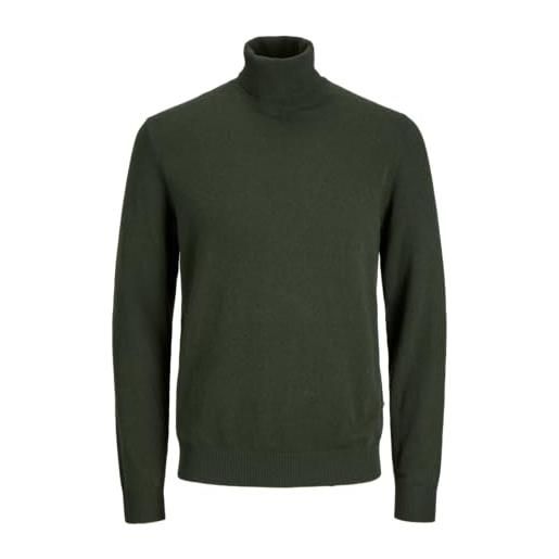 JACK & JONES jjeemil knit roll neck noos dolcevita, grigio (dark grey melange dark grey melange), xxl uomo