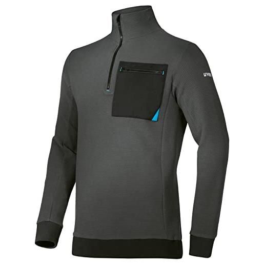 Uvex maglione da lavoro in maglia tune-up con taschino per uomo (grigio scuro, xl)