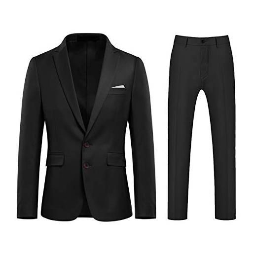 Allthemen abito da uomo in 2 pezzi tinta unita suit con due bottoni da lavoro business (blazer + pantaloni) grigio m