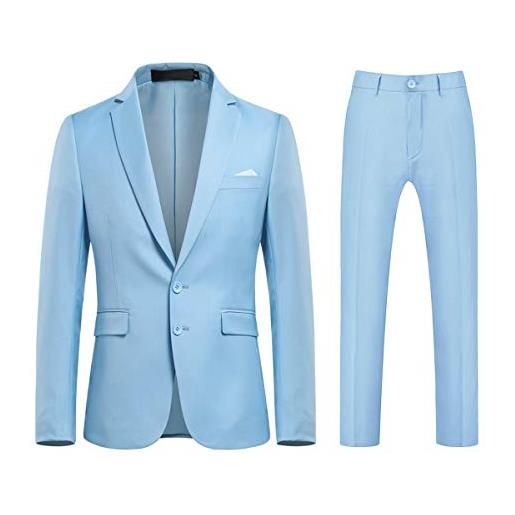 Allthemen abito da uomo in 2 pezzi tinta unita suit con due bottoni da lavoro business (blazer + pantaloni) grigio xxl