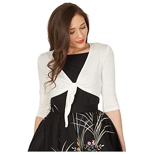 BlackButterfly cravatta anteriore bolero coprispalla giacca top (avorio, l)