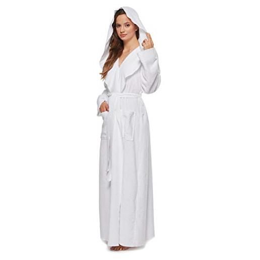 Arus accappatoio con cappuccio donna, extra lungo, 100% cotone spugna vestaglia per doccia sauna piscina spa hotel casa, grigio, l