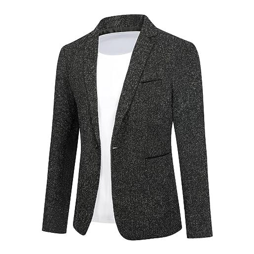 Allthemen blazer da uomo slim fit con un bottone suit jacket formale elegante giacca business da lavoro 38# grigio xxl