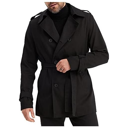 Leif Nelson trench - giacca corta da uomo, a mezza stagione, da uomo, in 100% cotone, nero , m