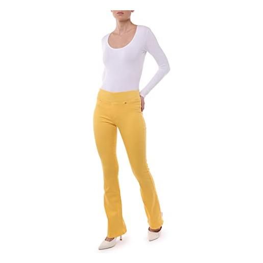 MAMAJEANS amalfi - jeans pull on donna bootcut, jeans senza bottoni elasticizzato a vita alta, zampa di elefante - made in italy (xxl - 50, avorio)