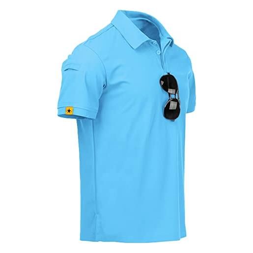 geeksport polo golf uomo manica corta golf t-shirt con portaocchiali abbottonatura leggera outdoor estiva (vino rosso+grigio scuro 2xl)