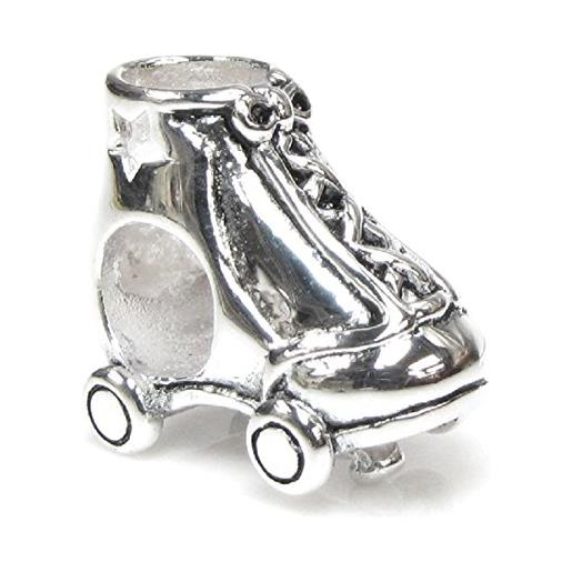 Queenberry - ciondolo in argento sterling a forma di pattino a rotelle, compatibile con braccialetti in stile europeo